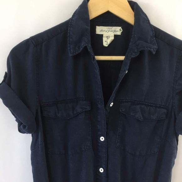 Button Down Shirt Dress with Drawstring - Picture 3 of 6